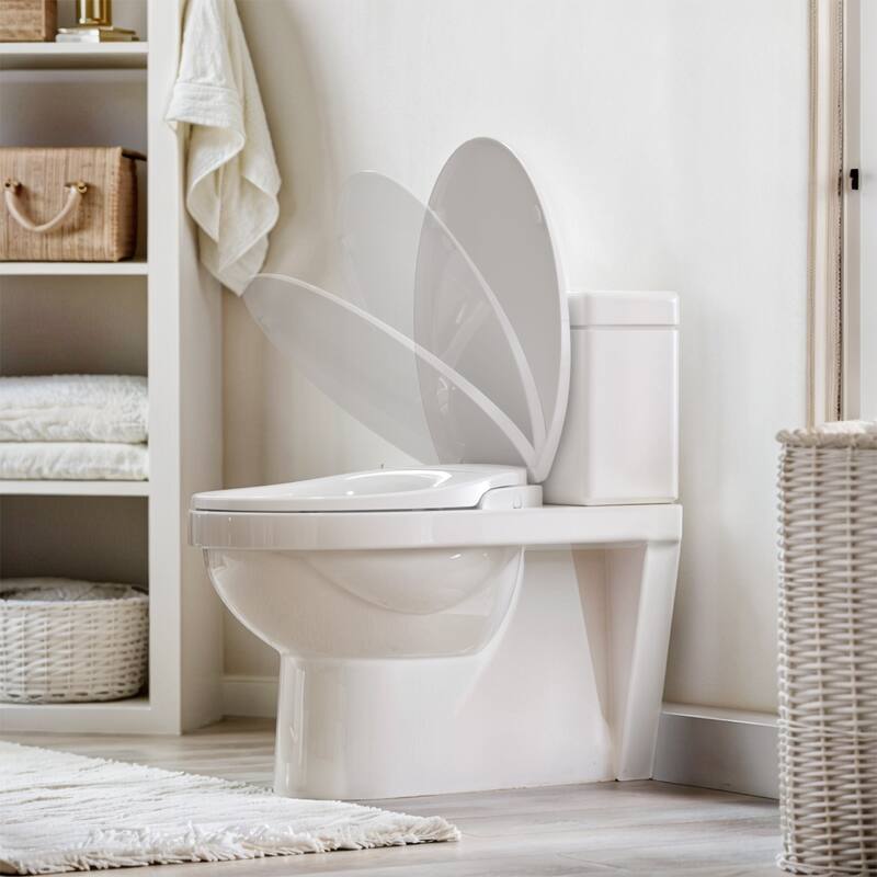 Wash Non-Electric Bidet Seat for Elongated Toilets, Cleaning Dual Mode Nozzles, Quiet-Close, Easy Installation