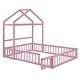 preview thumbnail 42 of 45, Full Size Wooden Floor Bed with Fence and Detachable Headboard for Kids