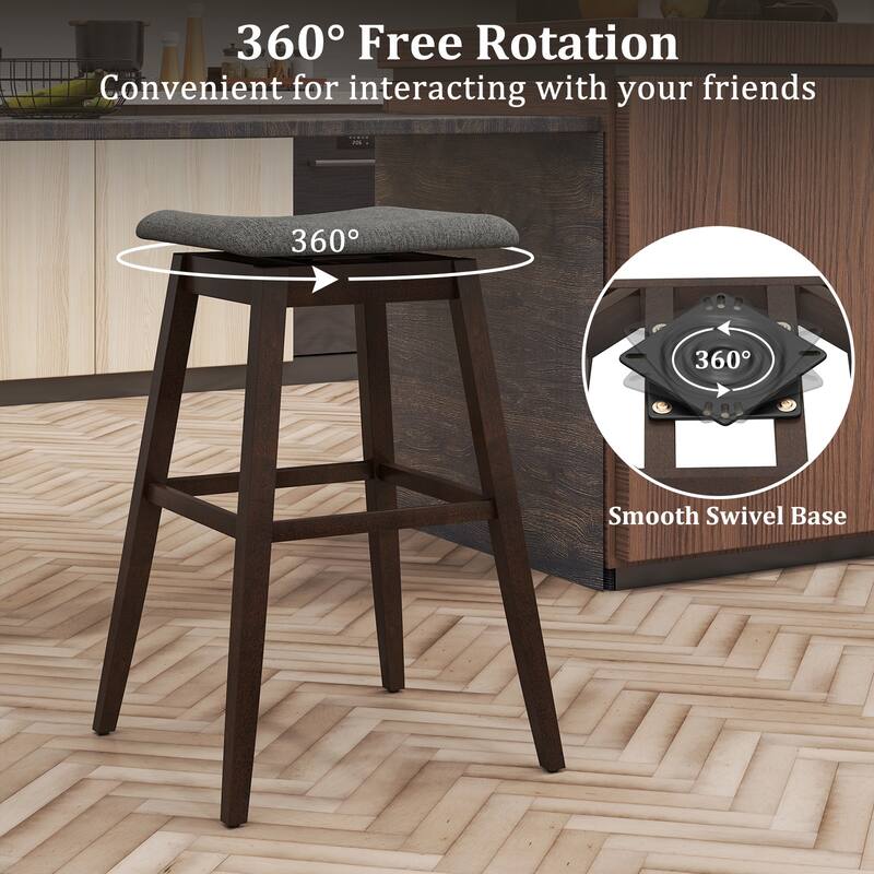 Gymax Set of 2 Swivel Bar Stools 30'' Bar Chairs w/ Padded Contoured