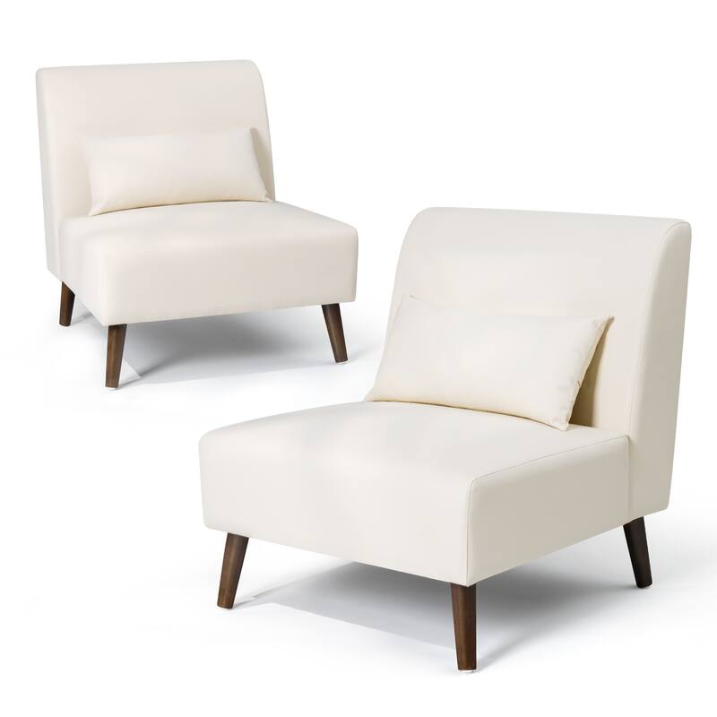 Accent Chair Upholstered Sofa Chair PU Faux Leather Wood Frame with Pillow - 28.74" W x 30.71" D x 31.50" H