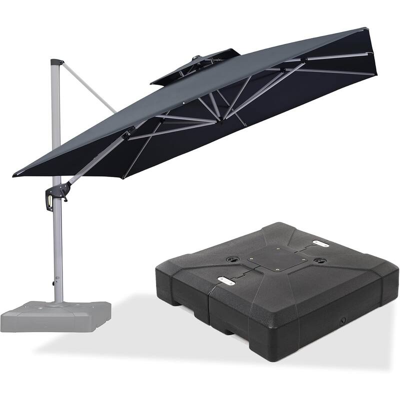 PURPLE LEAF 11ft Square Patio Cantilever Umbrella with Base Included