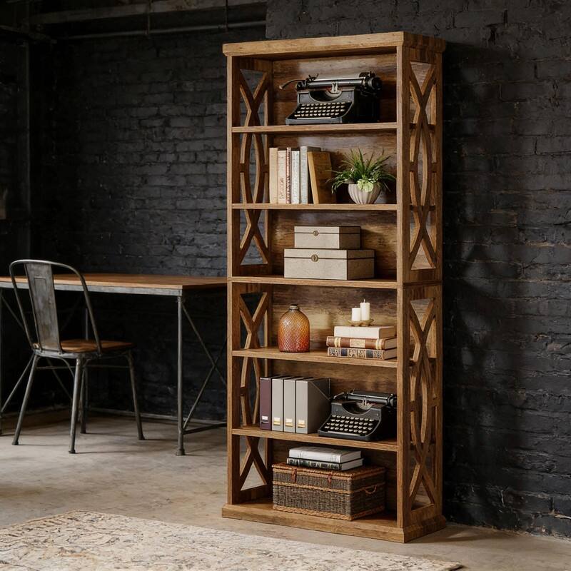 Classic Wooden Bookshelf - Elegant Display Shelves, Sturdy Freestanding Bookcase