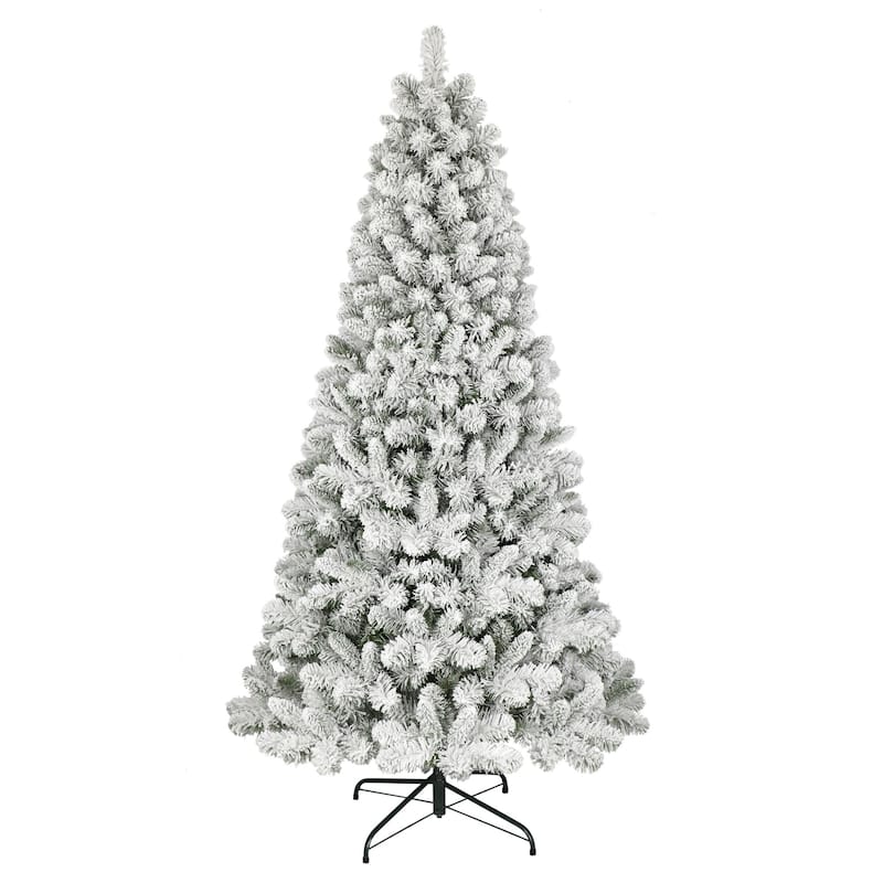 Medium Flocked Virginia Pine Artificial Christmas Tree - 6’ - Unlit - 6 Foot
