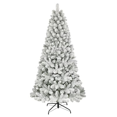 Medium Flocked Virginia Pine Artificial Christmas Tree - 6’ - Unlit - 6 Foot