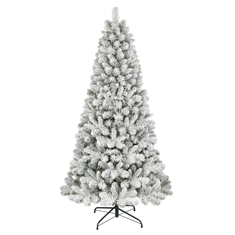 Medium Flocked Virginia Pine Artificial Christmas Tree - 7.5’ - Unlit - 7.5 Foot