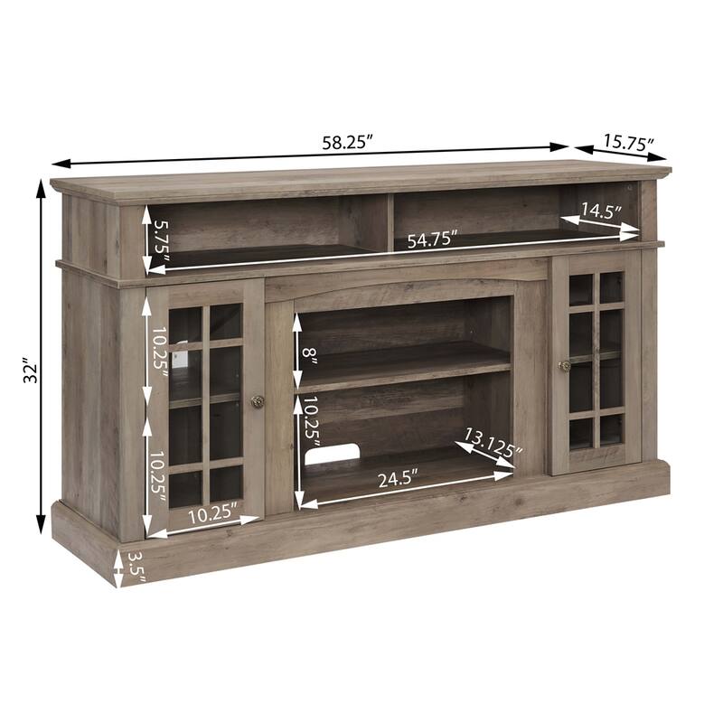 Entertainment Console with Open and Closed Storage Space