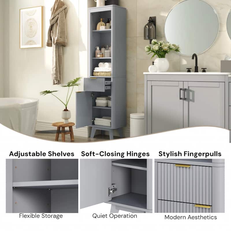 Christopher Knight Home - Modern Linen Tower with Adjustable Shelves, Drawer and Door