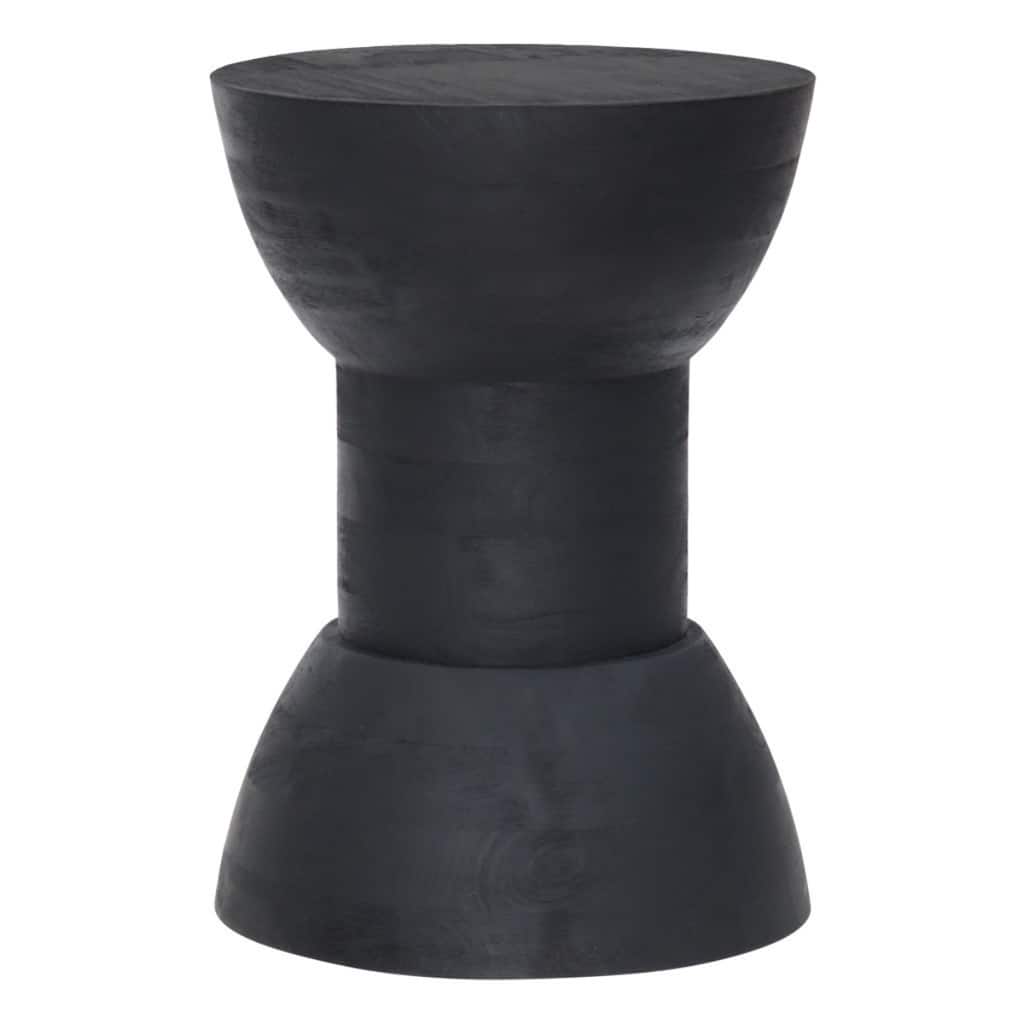 Modern Black Round Bar Stool 19-Inch Solid Wood Backless Chair with Pedestal Base for Dining - 18.5”H x 12.8”W x 12.8”D