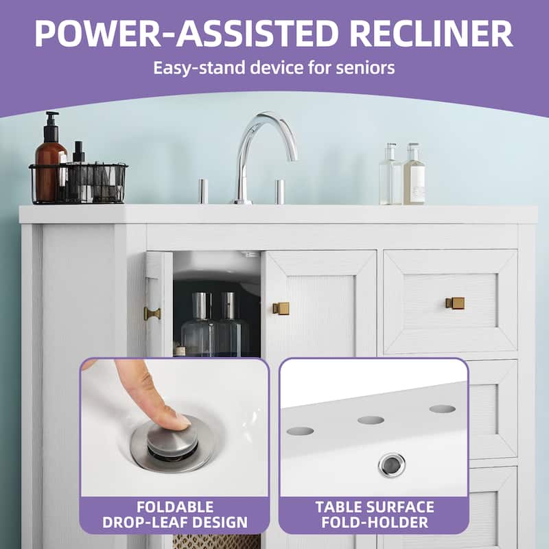 Moasis 36"/42" Bathroom Vanity with Sink Set and 2 Soft-Closing Doors & 3 Drawers