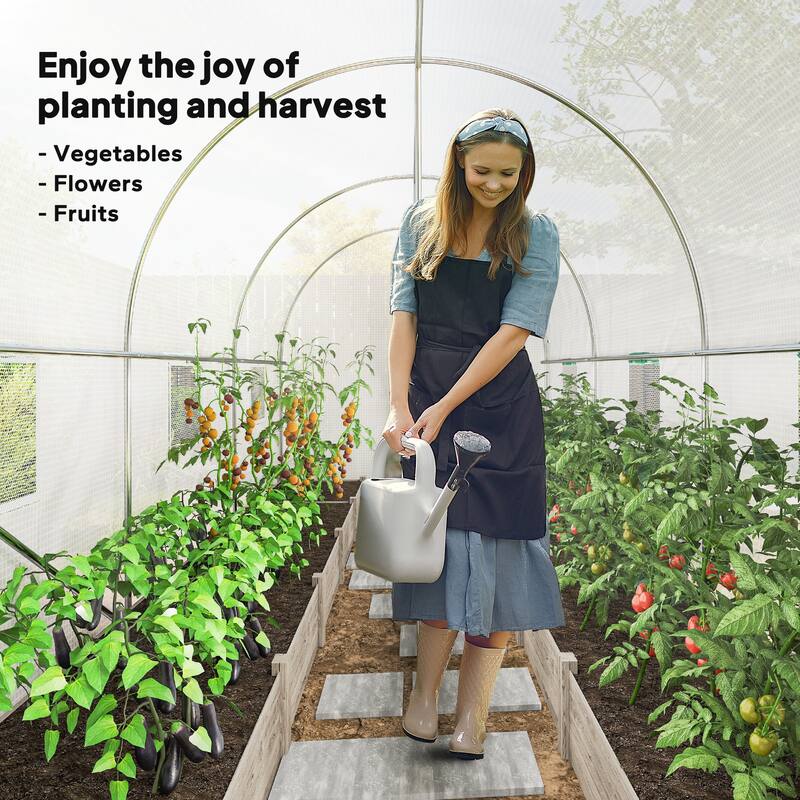 Outsunny 14.6'x6.5'x6.6' Hoop House Greenhouse , Walk-in Tunnel Greenhouse with PE Cover