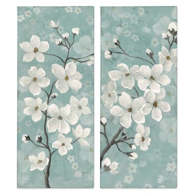 Stupell Green Toned Blossoms Canvas Wall Art Design By Tava Studios (Set of 2)