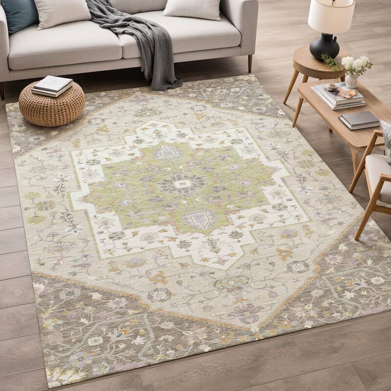 Machine Washable Indoor/ Outdoor Traditional Kolkata Chantille Rug