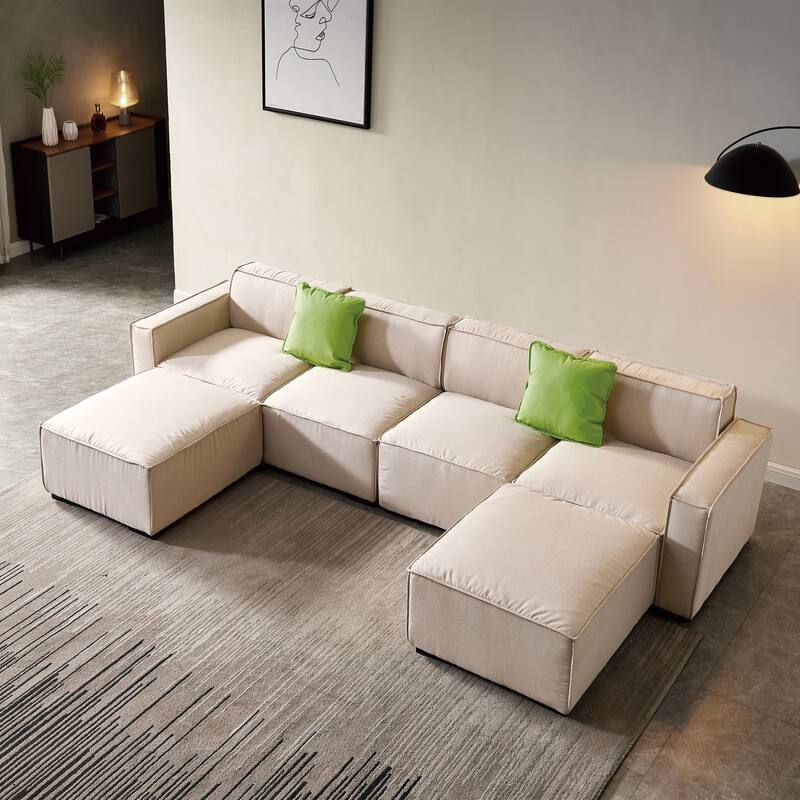 Modular Sofa with Convertible Ottoman Chaise