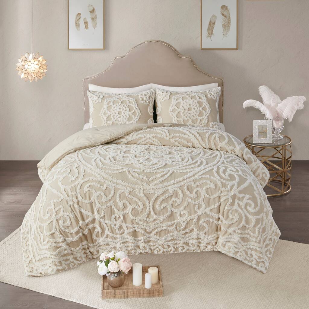 GDF Studio - Tufted Cotton Chenille Medallion Comforter Set