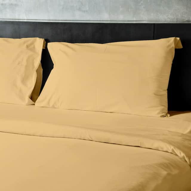 4 Pieces Bamboo Fiber Blend Bed Sheet Set, Deep Pockets - Gold - Full