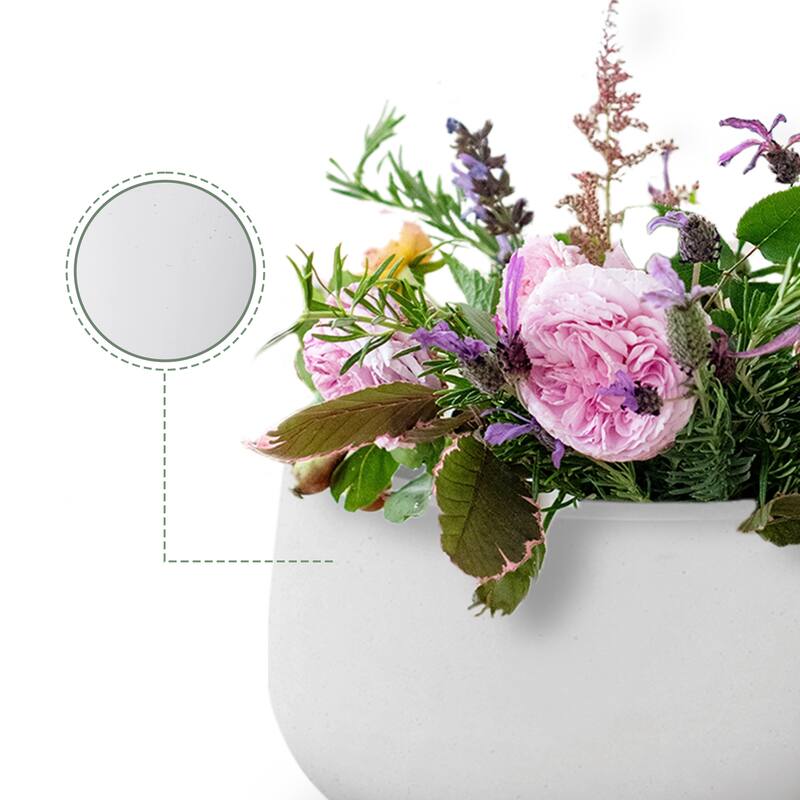 Plantara 20" D Round Solid White Concrete planter with Drainage Hole, Modern Flower pot,Outdoor Planter pot for Garden,