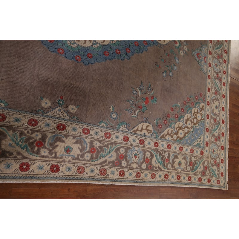 Over Dyed Distressed Tabriz Persian Vintage Rug Handmade Wool Carpet - 8'1" x 11'4"