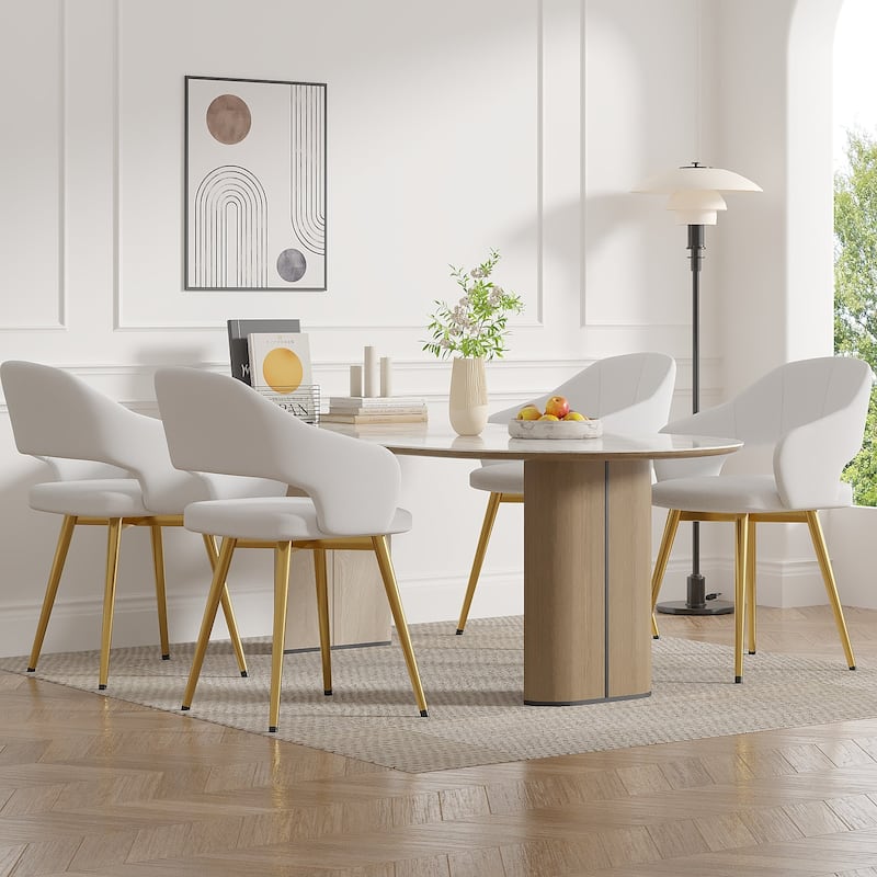 Javlergo Modern Dining Chairs, Comfy Dining Room Chairs with Thick Cushions, Upholstered Kitchen Side Chairs with Metal Legs