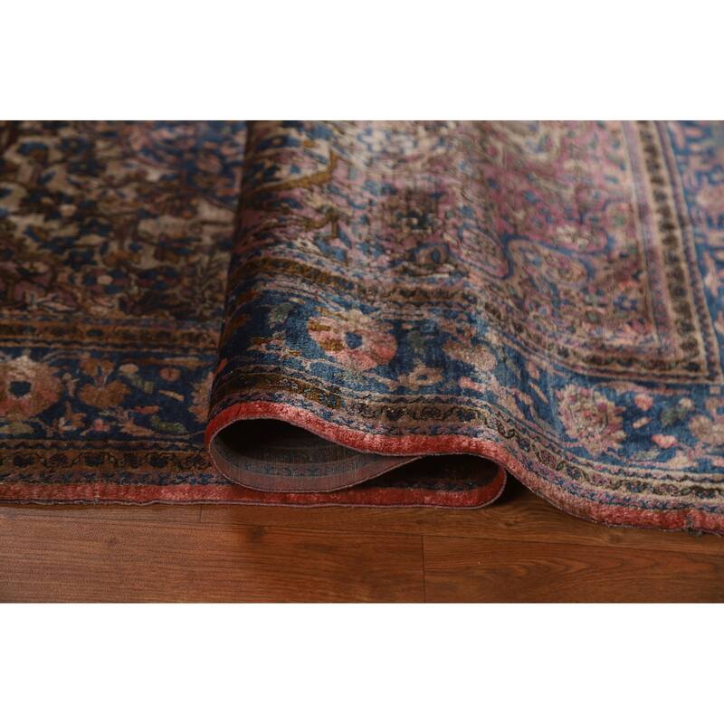 Silk Pre-1900 Antique Kashan Mohtasham Persian Area Rug Hand-knotted - 4'1" x 6'10"