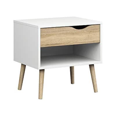 White Three-Drawer Nightstand with Crystal-Like Handles and Dust-Proof Bottom Drawer