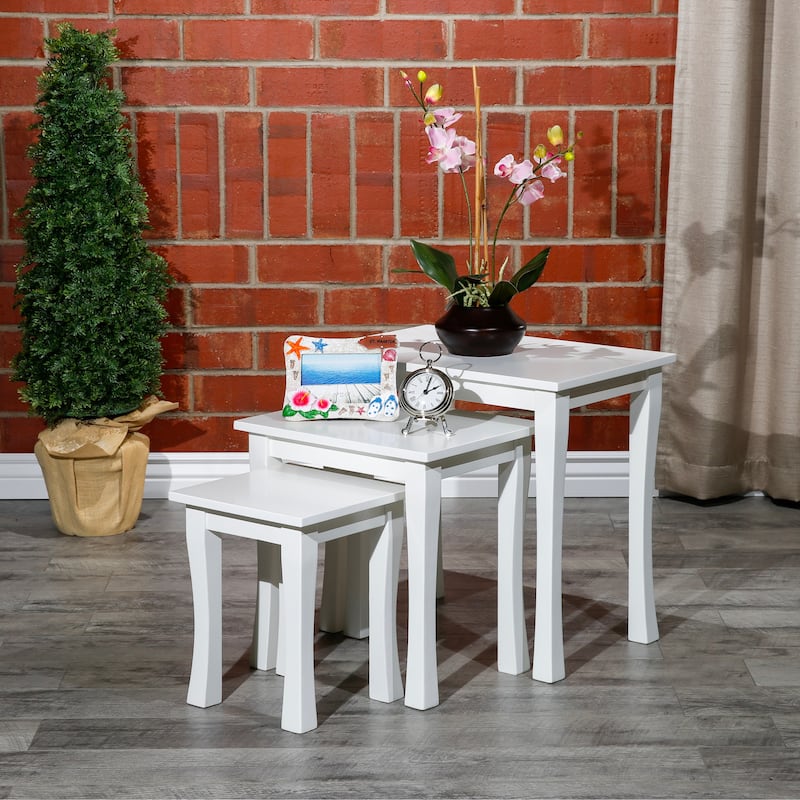 DTY Indoor Living Boulder 3-Piece Nesting Table Set, White