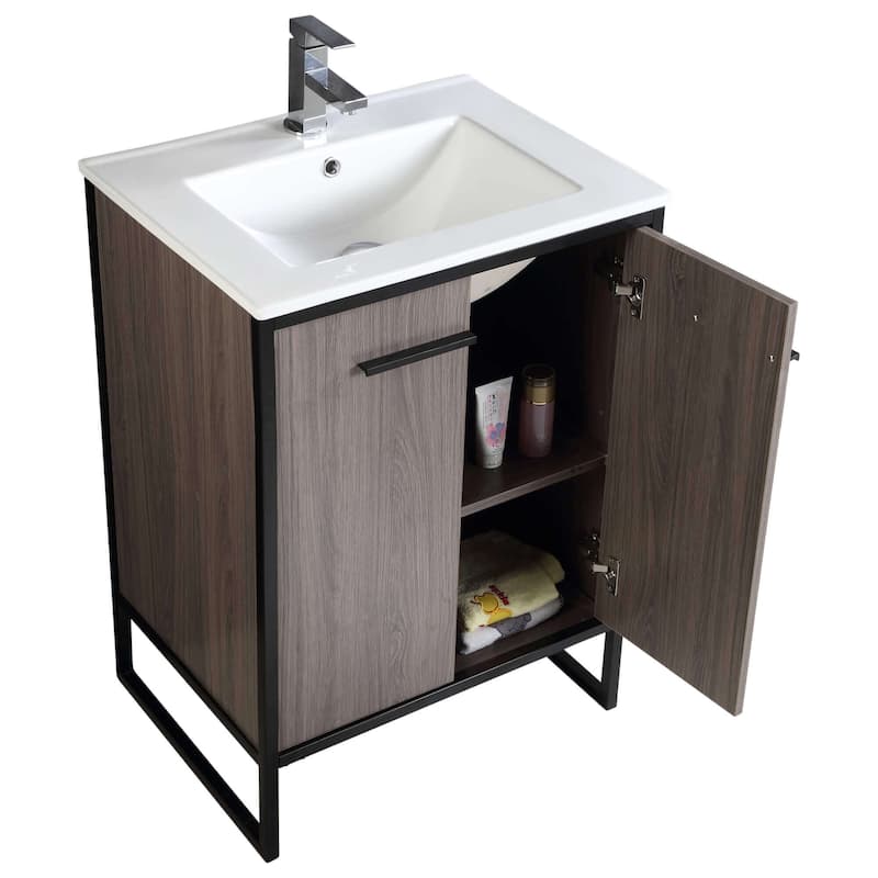 Vdara 24" Silver Gray Bathroom Vanity Cabinet Set