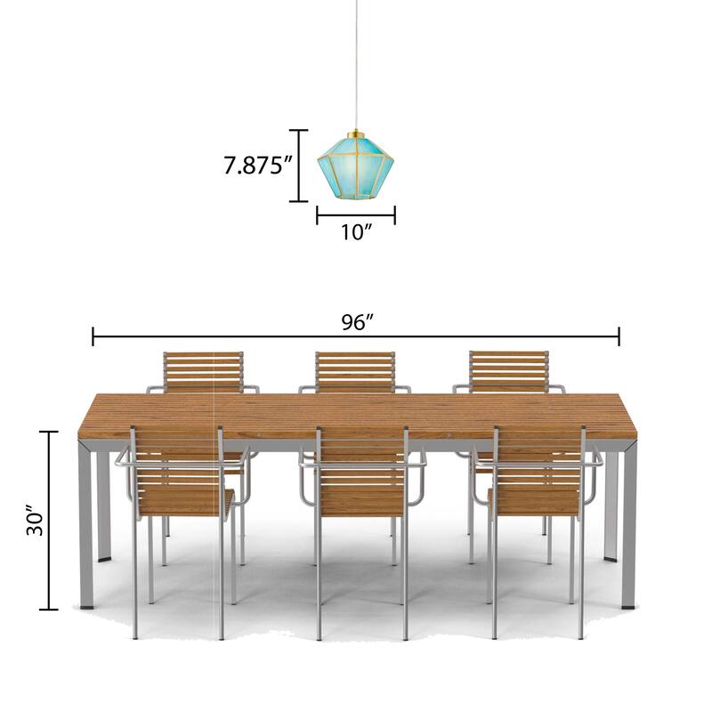 Margaux River of Goods Green Stained Glass and Metal 10-Inch Pendant Light with Adjustable Hanging Cord - 10" x 10" x 59"