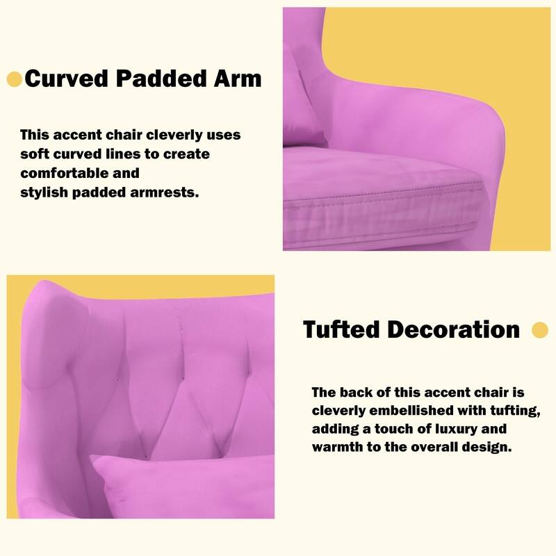 Tuft Velvet Living Room Thick Cushion Accent Chair (Set of 2)