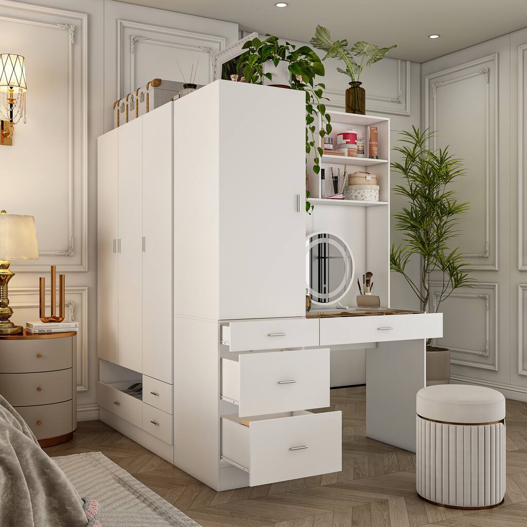 Modular Furniture Set Extensive Storage Space Makeup Vanity Closet -  Overstock - 38155471, image size:1024x1024