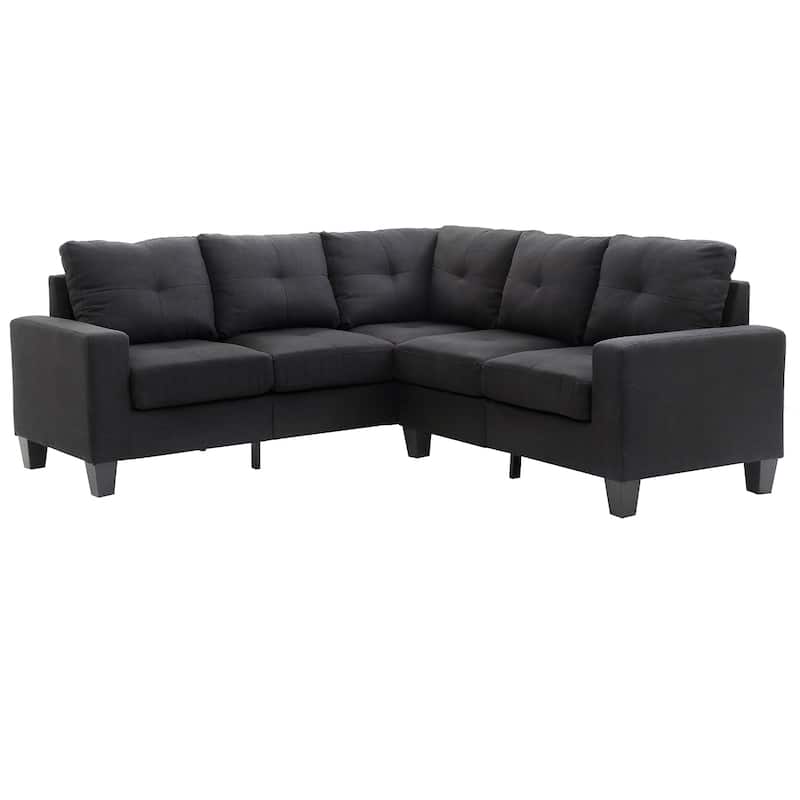 Tufted Twill L Shape Sectional Sofa - 82" - Black