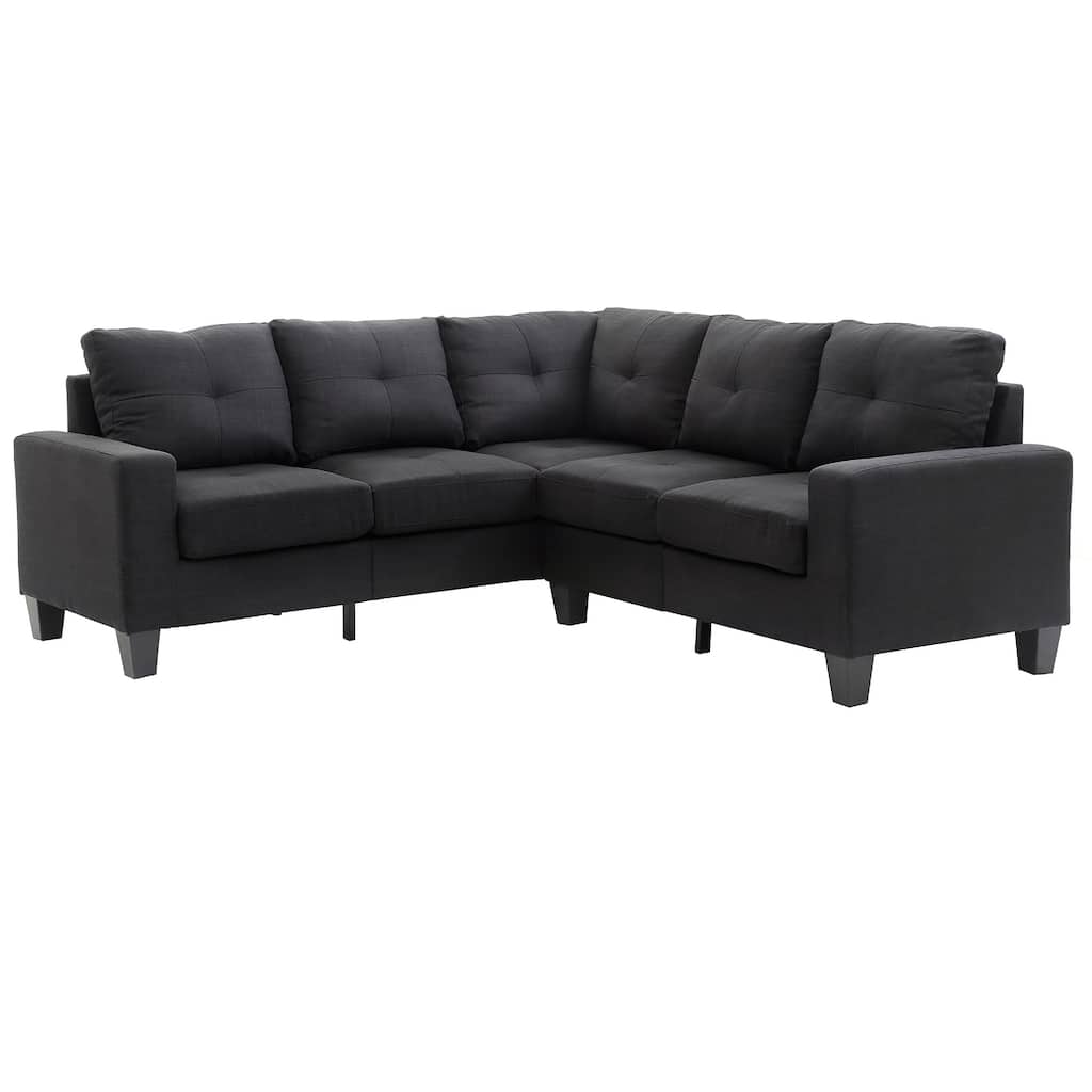 Tufted Twill L Shape Sectional Sofa - 82" - Black