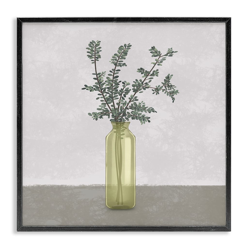 Stupell Plant in Vase Neutral Grey Design Framed Giclee Art Design By Ziwei Li