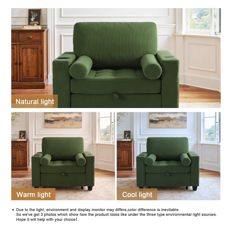 2 Set 3-in-1 Adjustable Recline Convertible Chair Bed Sleeper with USB Port