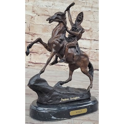 Scalp Frederic Remington Bronze Statue Sculpture Native American Western 10 Inches X 9 Inches