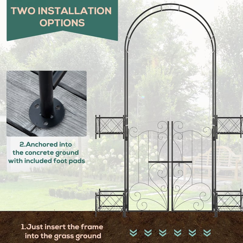 Outsunny Metal Garden Arch Trellis with Gate