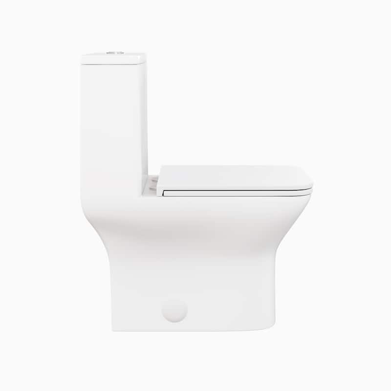 Carre One Piece Square Toilet Dual Flush 1.1/1.6 Gpf In Matte White - 25.79" x 14.96" 29.92"