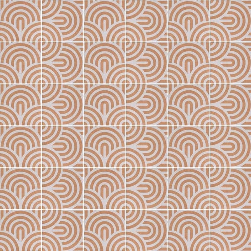 Verity Waves 8x8 Matte Porcelain Encaustic Tile - Floor, Wall, Backsplash