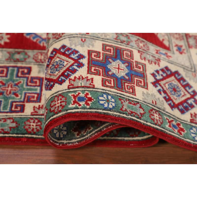 Traditional Kazak Oriental Area Rug Handmade Red Wool Carpet - 5'0" x 6'7"