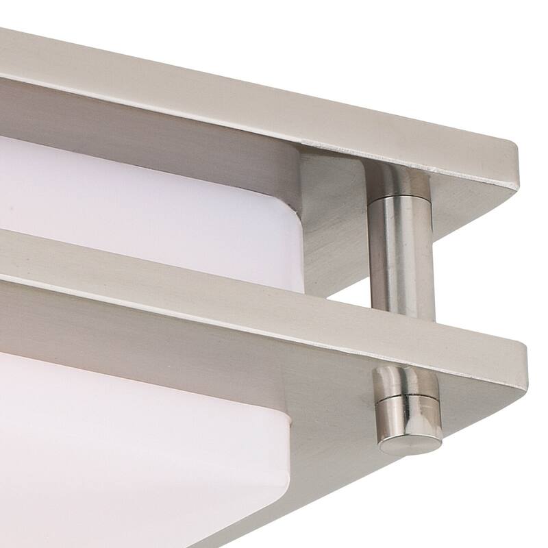 Flush Mount Ceiling Light - Satin Nickel Finish, White Shade - Modern LED Light Fixture - 3.5