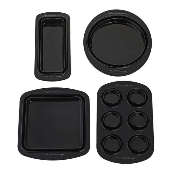 slide 1 of 4, Wolfgang Puck 4-piece Silicone Collapsible Bakeware Set Model 679-961 Black
