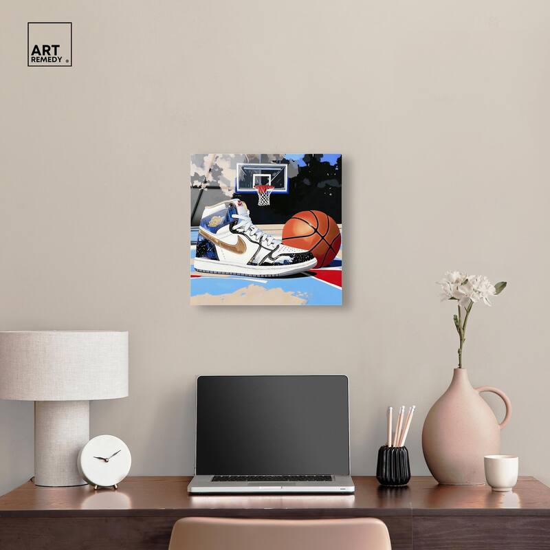 Basketball Court Blues Acrylic by Art Remedy, Ready to Hang