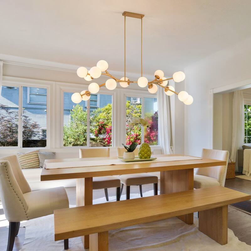 18 - Light Modern Dimmable Bubble Sputnik Linear Globe Chandelier - W68.11"