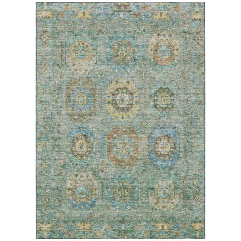 Machine Washable Indoor/ Outdoor Vintage Traditional Chantille Rug