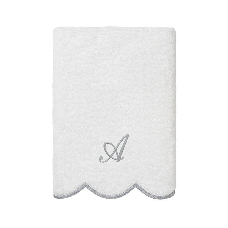Authentic Hotel and Spa 100% Turkish Cotton Grey ADORNIA Scallop Personalized 3 Piece Towel Set - 3 Piece Set