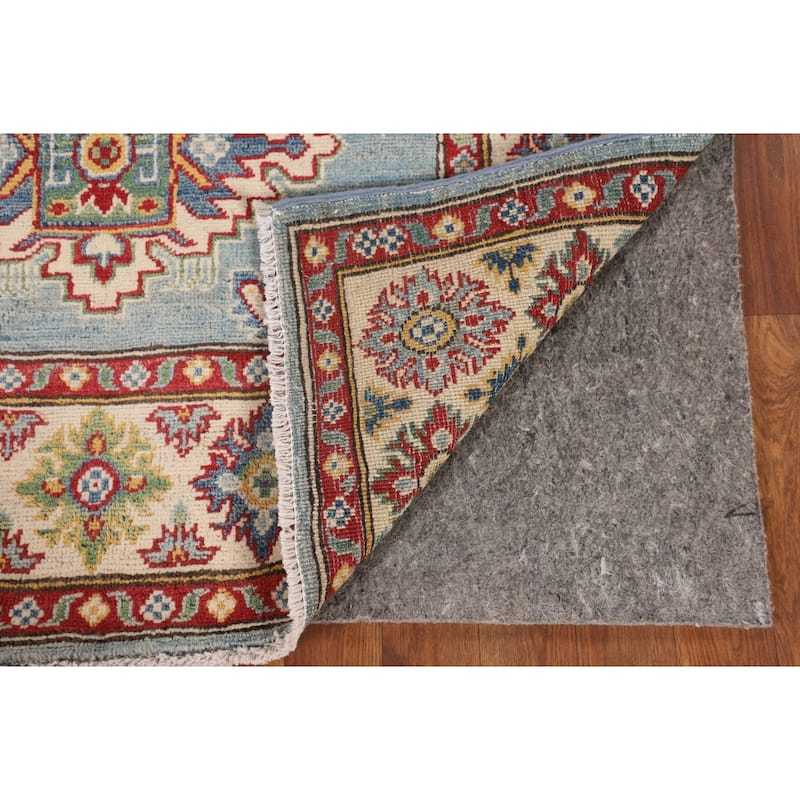 Light Blue Kazak Accent Rug Handmade Wool Carpet - 3'11" x 6'0"