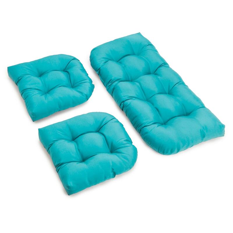 Twill 3-piece Indoor Settee Cushion Set - Aqua Blue