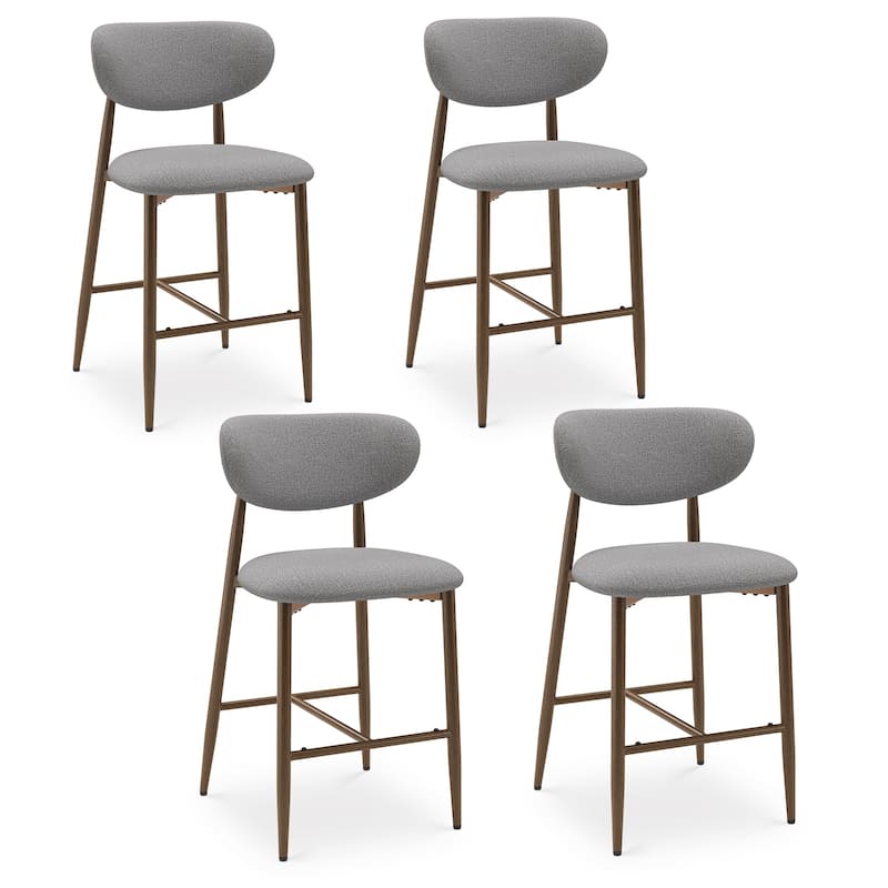 RENEWLINE 25 Inch Bar Stools with Backrest, Mid-Century Modern Counter Height Stools for Kitchen Island - Set of 4 - Light Grey