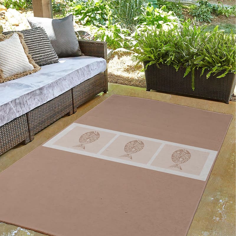 Fish Chips Nautical Indoor/Outdoor Rug