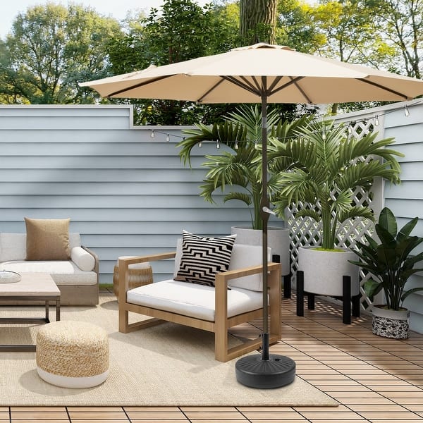 inexpensive 9 piece patio set with umbrella Tangkula 9-Piece Dining Set, 79" Outdoor Acacia Wood Dining Table & 8 Rattan-Woven Dining Chairs 1.9" Hole This VredHom aluminum dining set is an affordable and durable outdoor furniture solution Holme 9-foot Patio Umbrella and