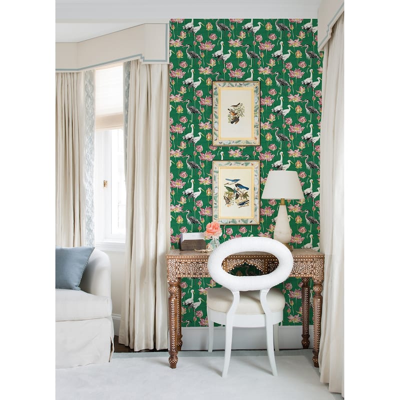 A-Street Prints Barton Green Heron Wallpaper